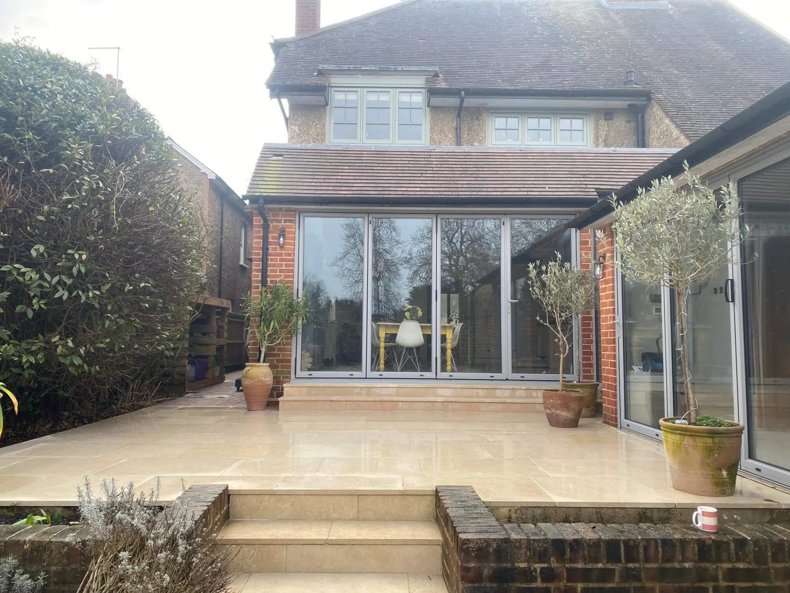Freshly cleaned patio in a British garden