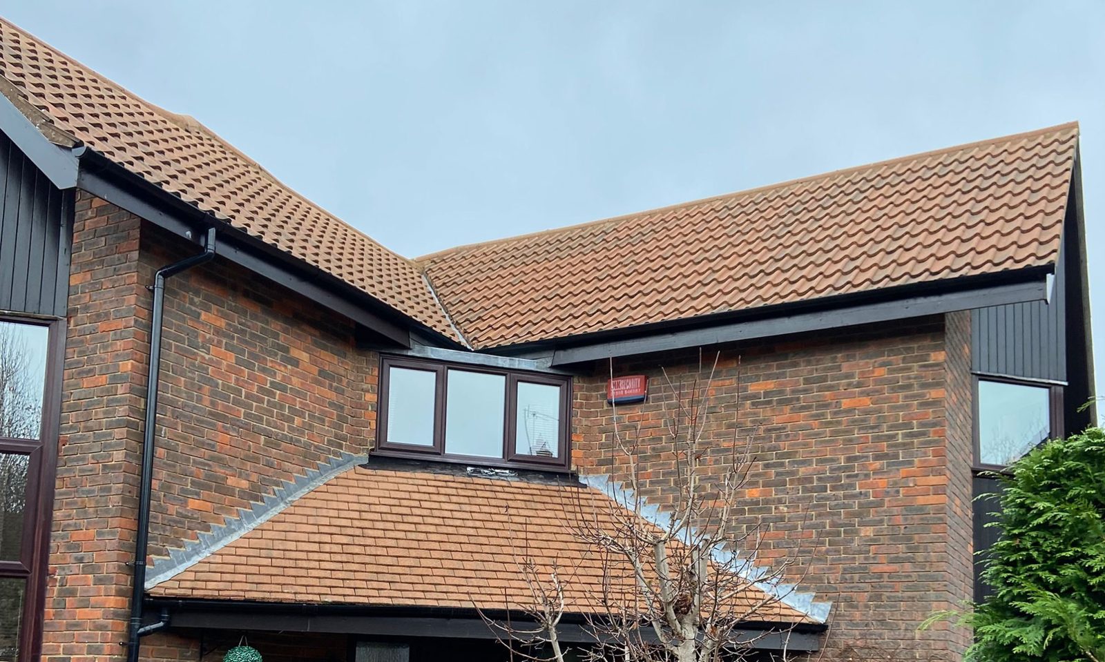 UK semi-detached house with a new tiled roof