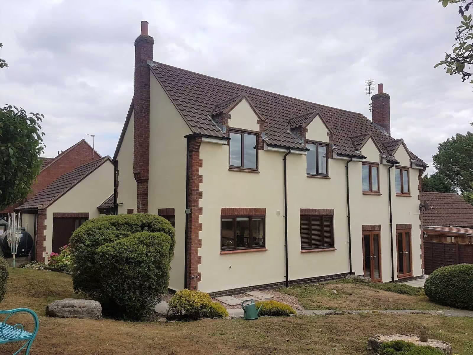 Freshly rendered UK house exterior