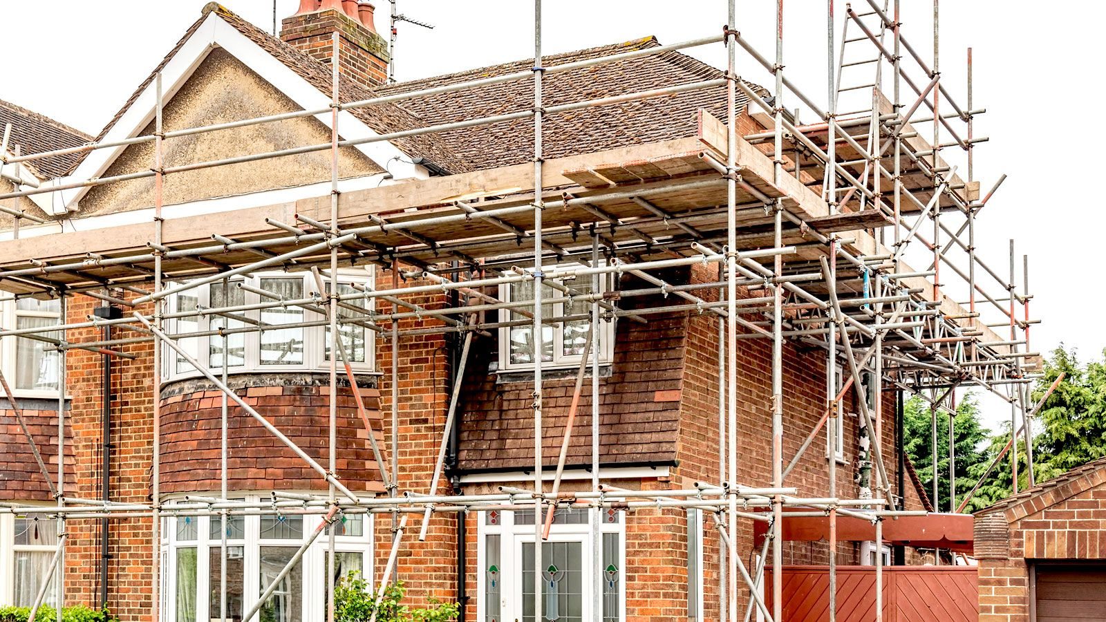 Scaffolding on a UK house for maintenance work