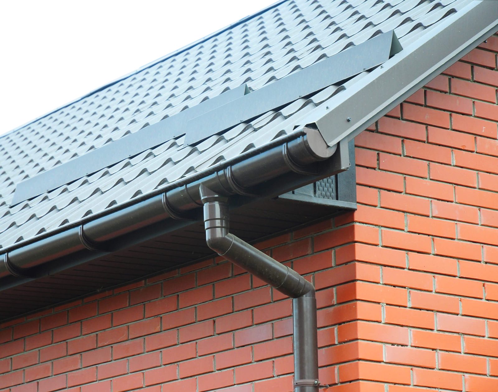 uPVC guttering and downpipes on a British home